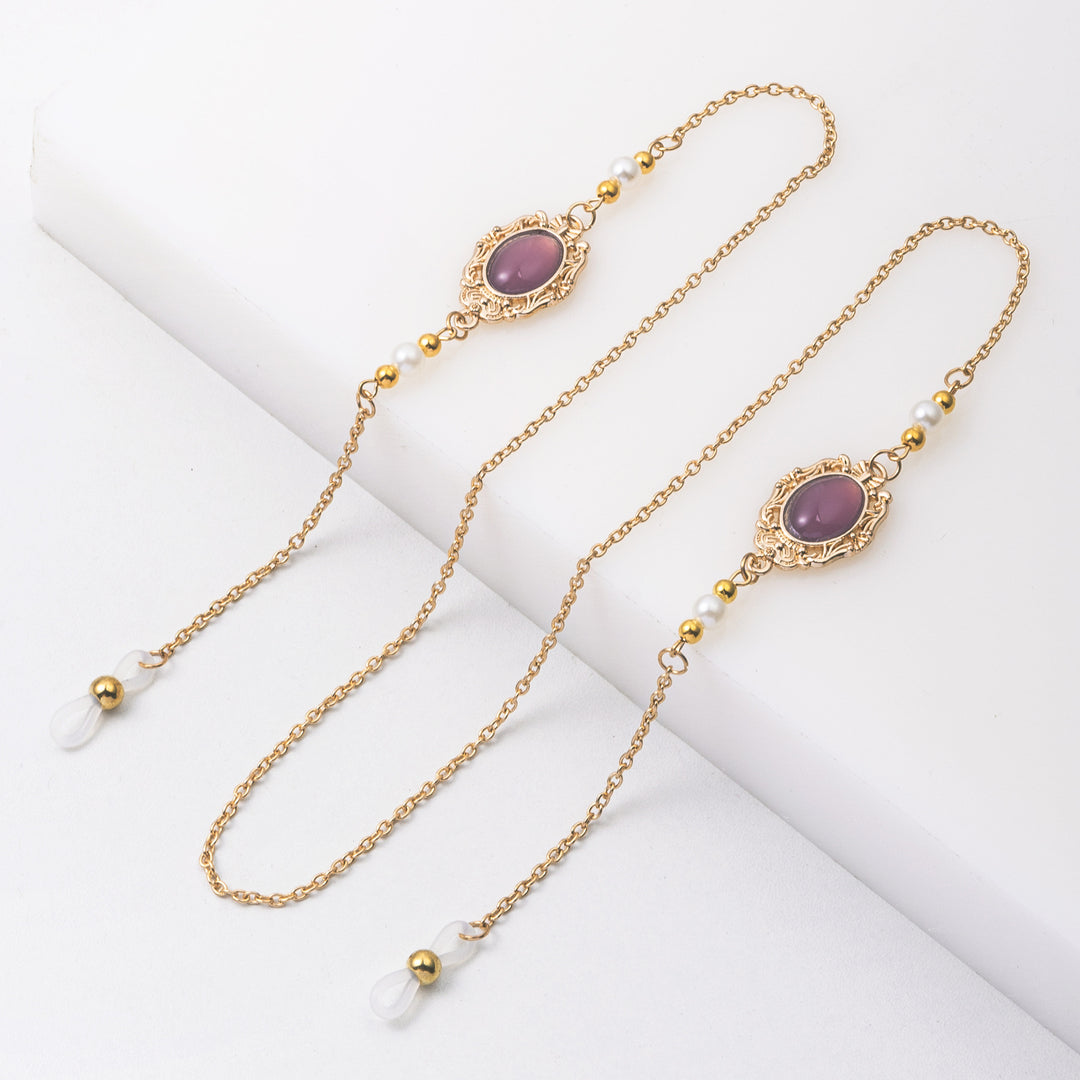 Elegant Eyewear Chain with Decorative Gemstones Bowlift