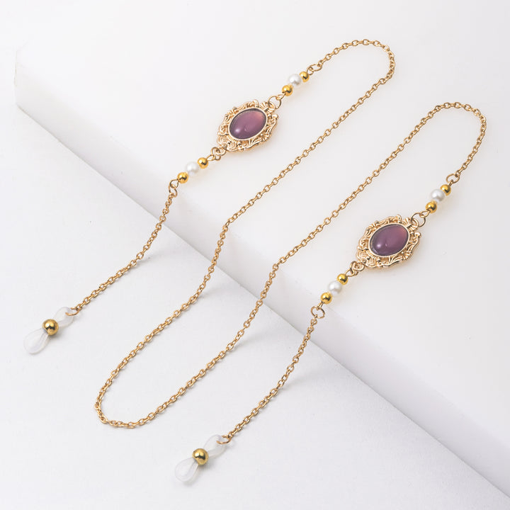 Elegant Eyewear Chain with Decorative Gemstones Bowlift