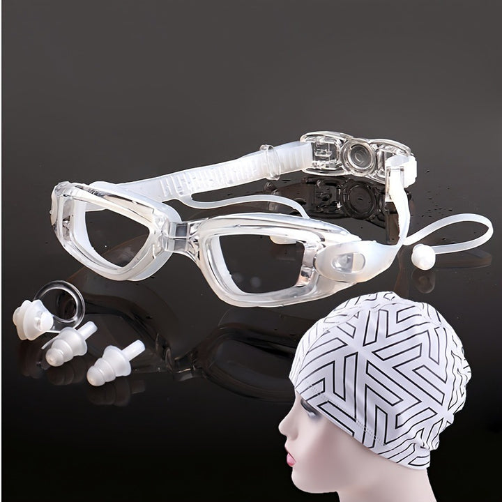Swimming Sports Set with Ergonomic Swimming Goggles and Stylish Swim Cap Bowlift