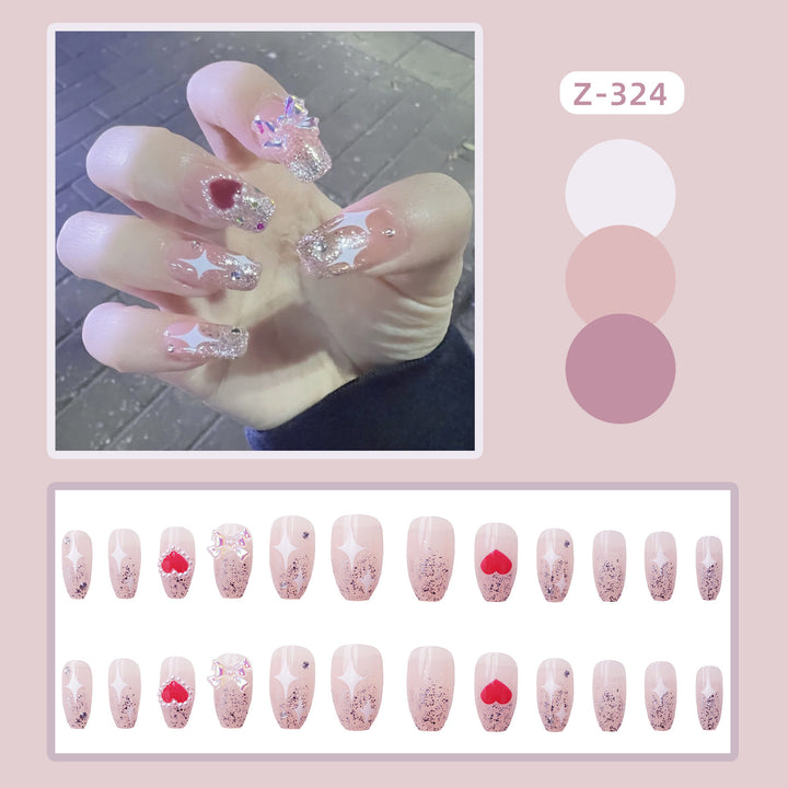 Glamorous Rhinestone-Embellished Press-On Nail Set Bowlift 1790727203