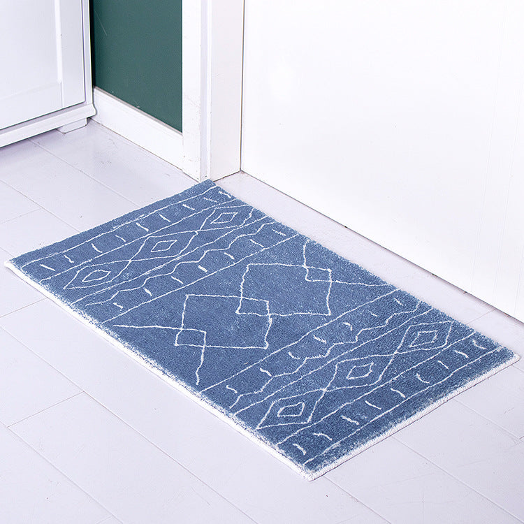 Soft high-pile bath mat rug with Berber-inspired diamond pattern Bowlift