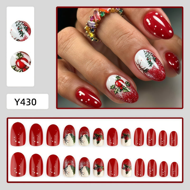 Christmas art nails with festive glitter pattern and Christmas motifs Bowlift