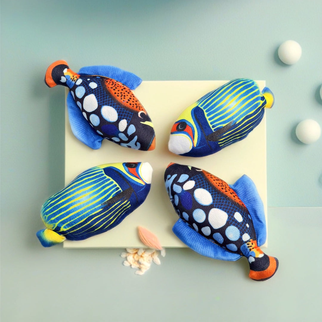 Plush Decorative Fish Pillow with Velvet Back and Patterned Front Bowlift