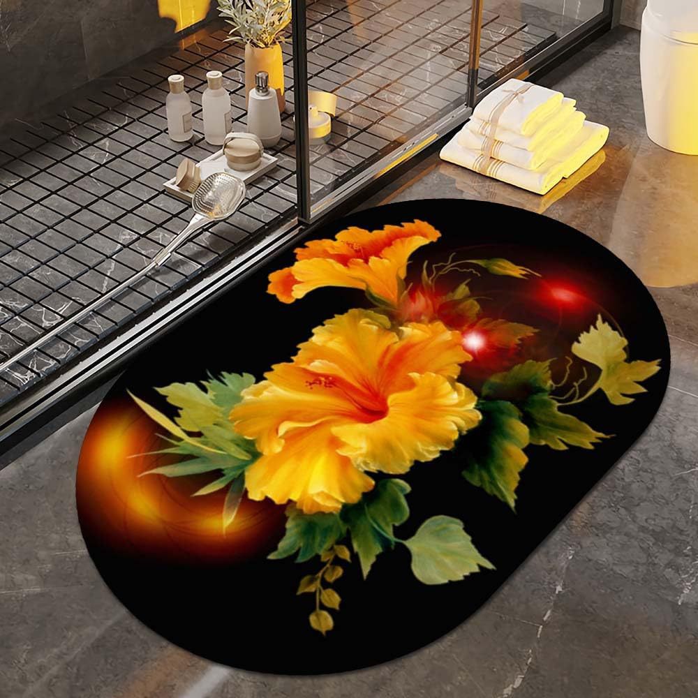 Floral Art Bath Rug Bowlift