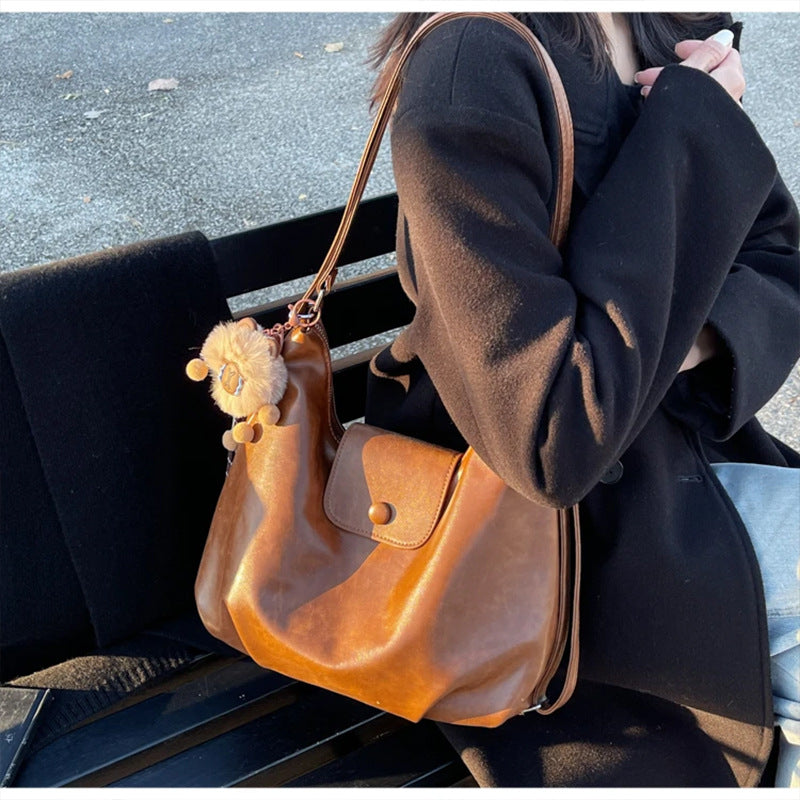 Chic Textured Leather Hobo Bag Bowlift
