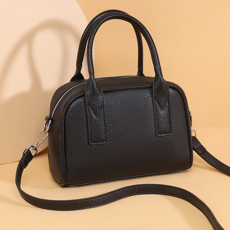 Textured Leather Mini Handheld Satchel Bowlift