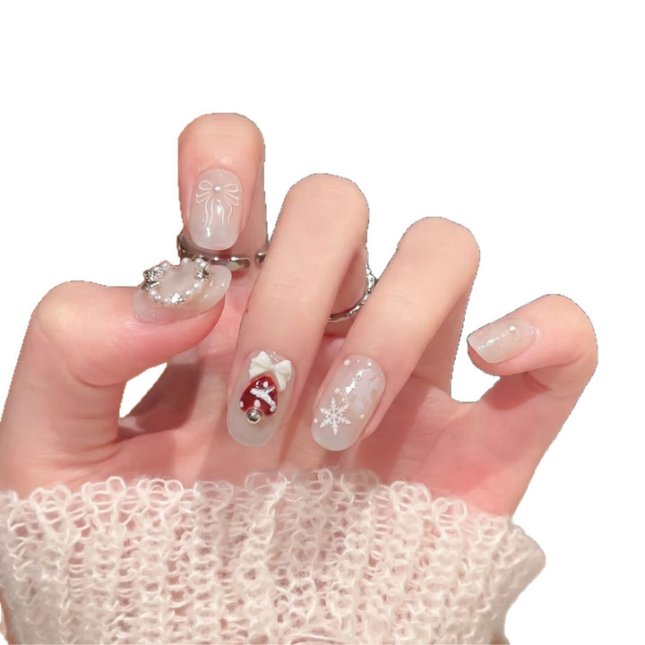 Artistic Winter-Themed Press-On Nail Set Bowlift