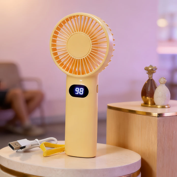 Portable handheld fan with digital temperature display Bowlift