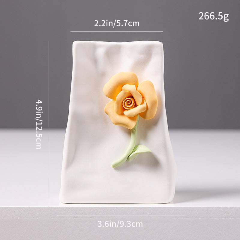 Decorative Floral Relief Ceramic Vase Bowlift