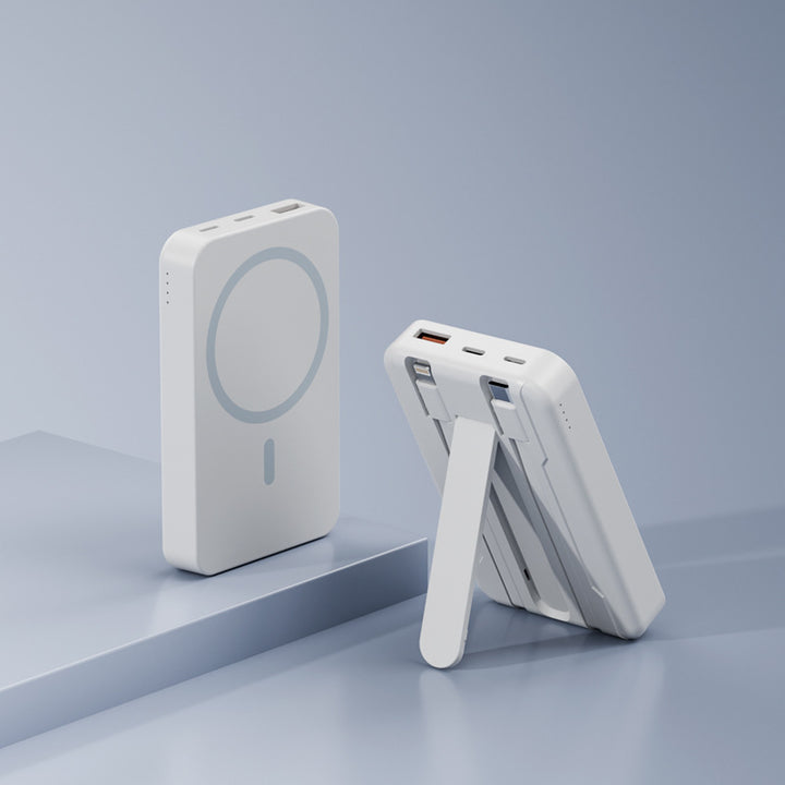 Wireless Powerbank with Integrated Stand and Intelligent Charging Indicator Bowlift
