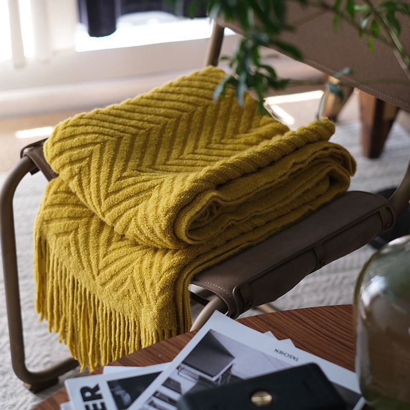 Textured Fringe Throw Blanket