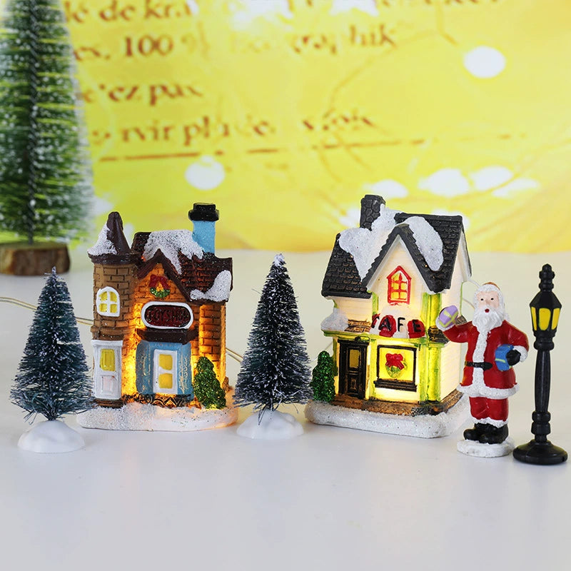 Miniature Luminous Resin Christmas House Set