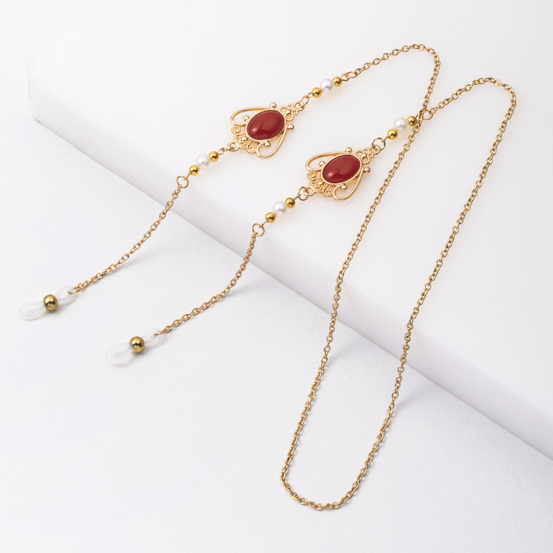 Elegant Eyewear Chain with Decorative Gemstones Bowlift