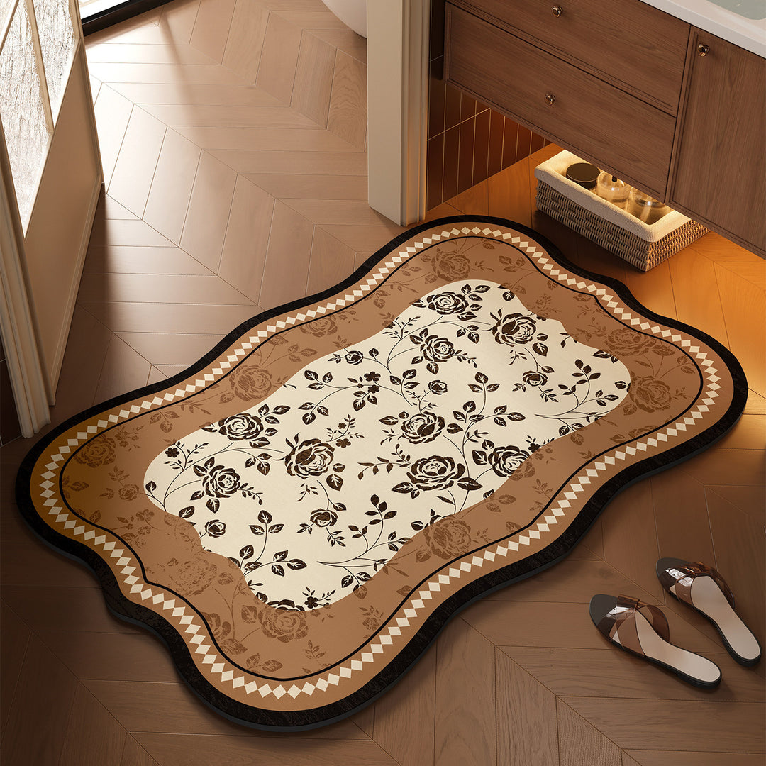 Floral-Themed Bathroom Mat