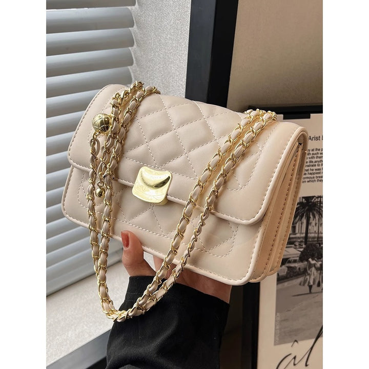 Quilted Chain-Detail Crossbody Bag Bowlift