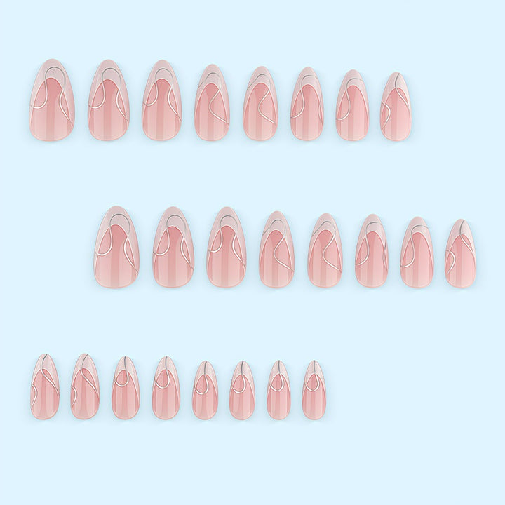 Artificial nails with elegant French design and curved accents Bowlift