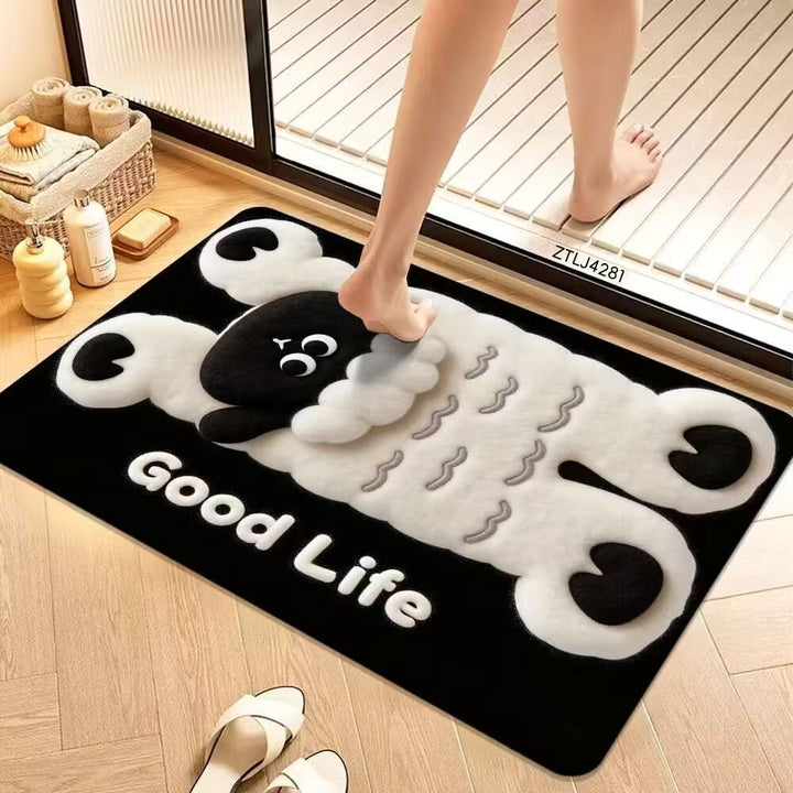 Plush Dog-Themed Bowlift Bath Mat