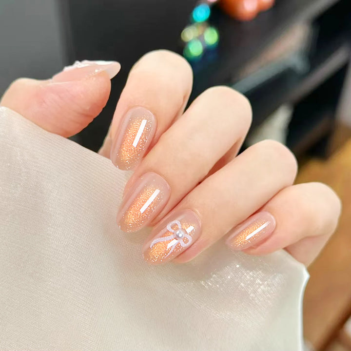 Glamorous artificial nail tips with glitter accents Bowlift