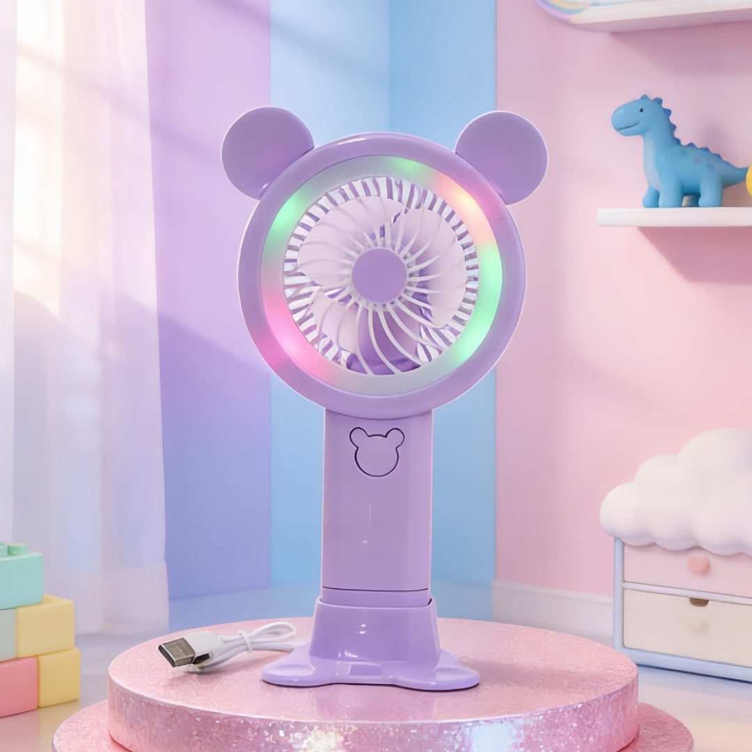Portable LED Hand Fan with Cute Animal Design Bowlift