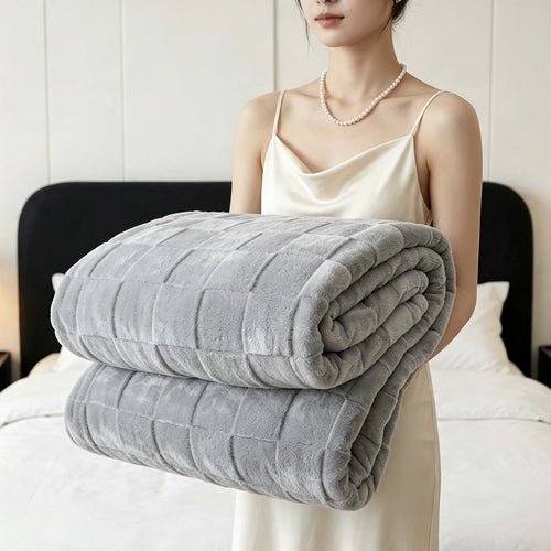 Textured Patchwork Fleece Blanket Bowlift