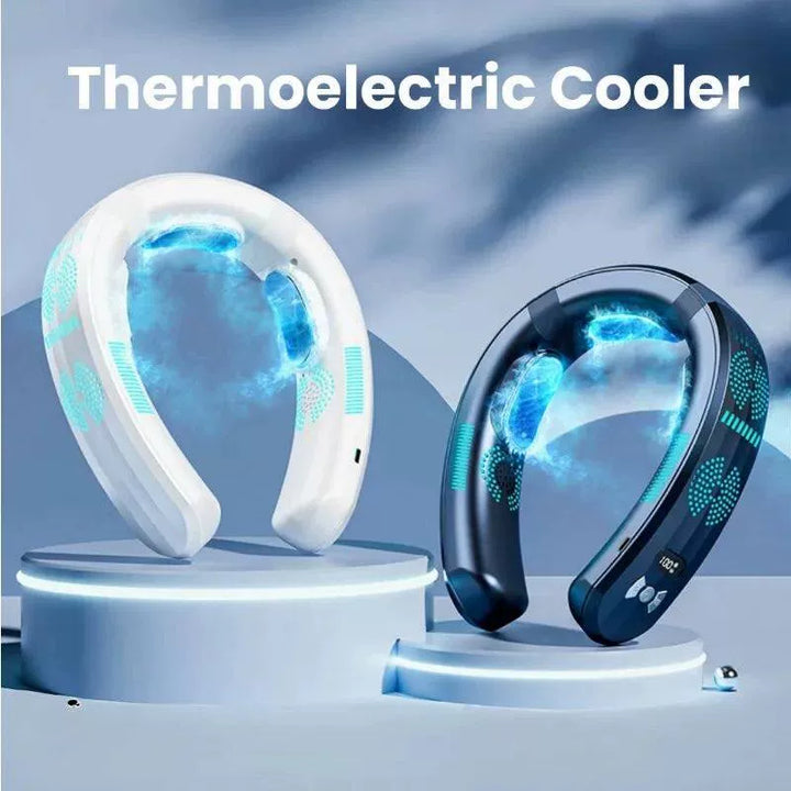Unisex one size hands-free portable neck cooling fan with LED display and adjustable airflow Bowlift