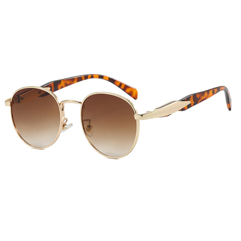 Women's round sunglasses with elegant golden frame and UV protection Bowlift