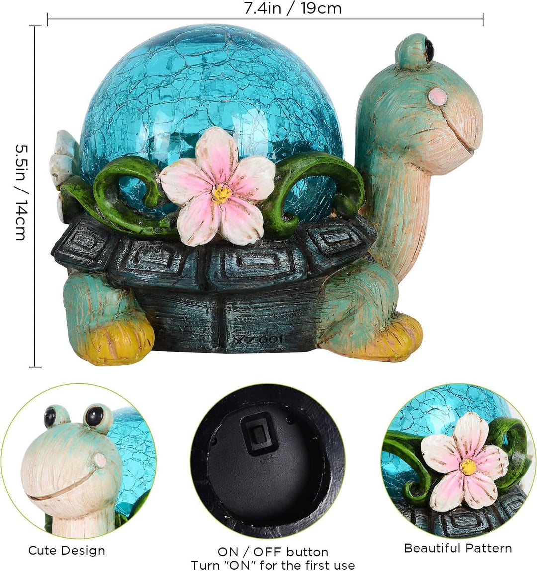 Solar Powered Succulent Turtle Garden Planter Night Light Ornament Bowlift