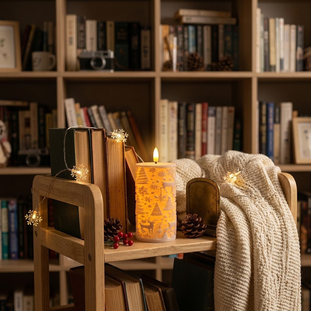 LED Christmas Candle with Festive Design