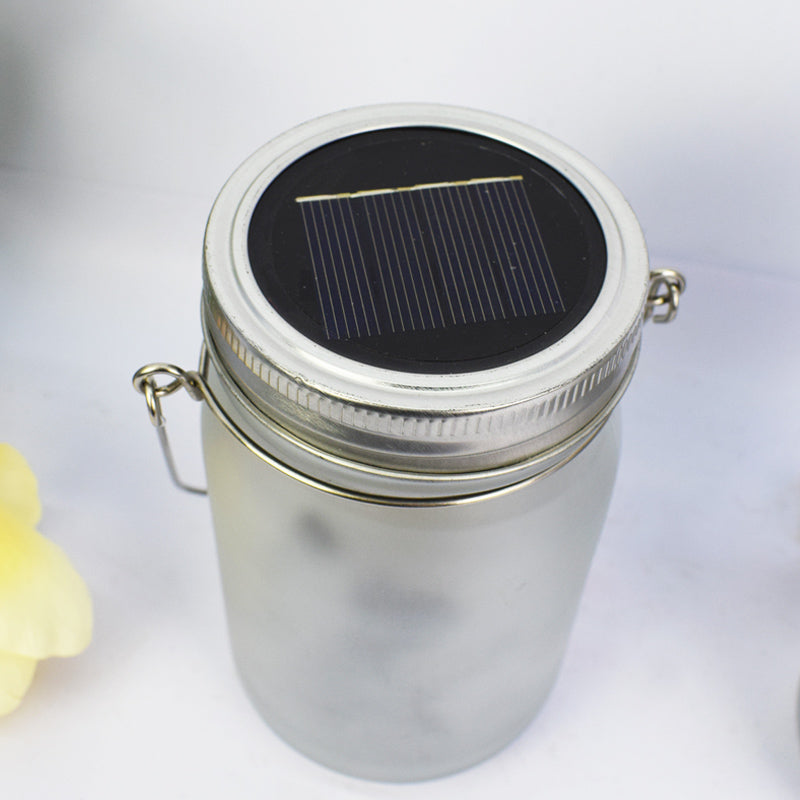 Solar Powered Frosted Fairy Silhouette Mason Jar Lantern With Multicolor LEDs Bowlift