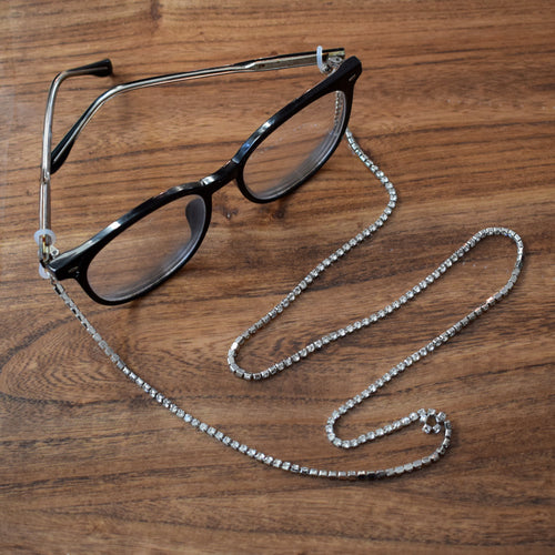 Glamorous Crystal-Accented Eyewear Chain Bowlift