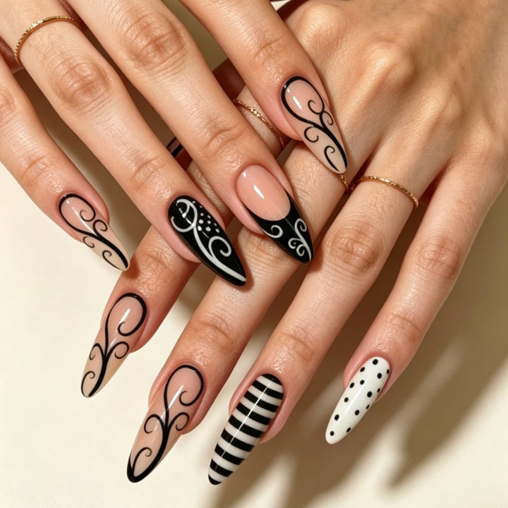 Artistic Stiletto Press-On Nail Art Set Bowlift