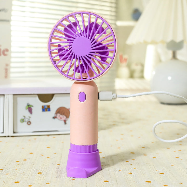 Women's Portable Hand Fan with USB Charging Station Bowlift