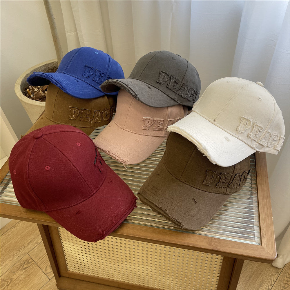 Women's Distressed Graphic Peace Baseball Cap Bowlift