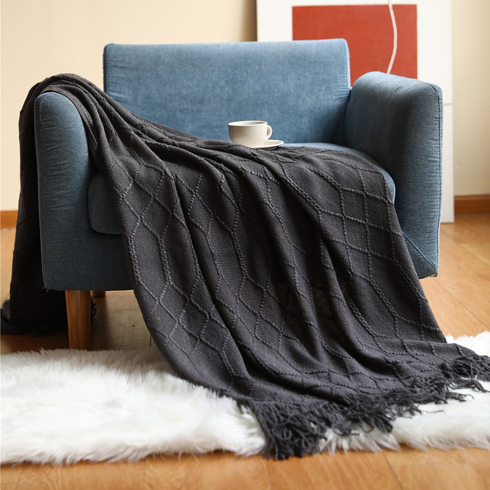 Luxurious Woven Textured Throw Blanket Bowlift