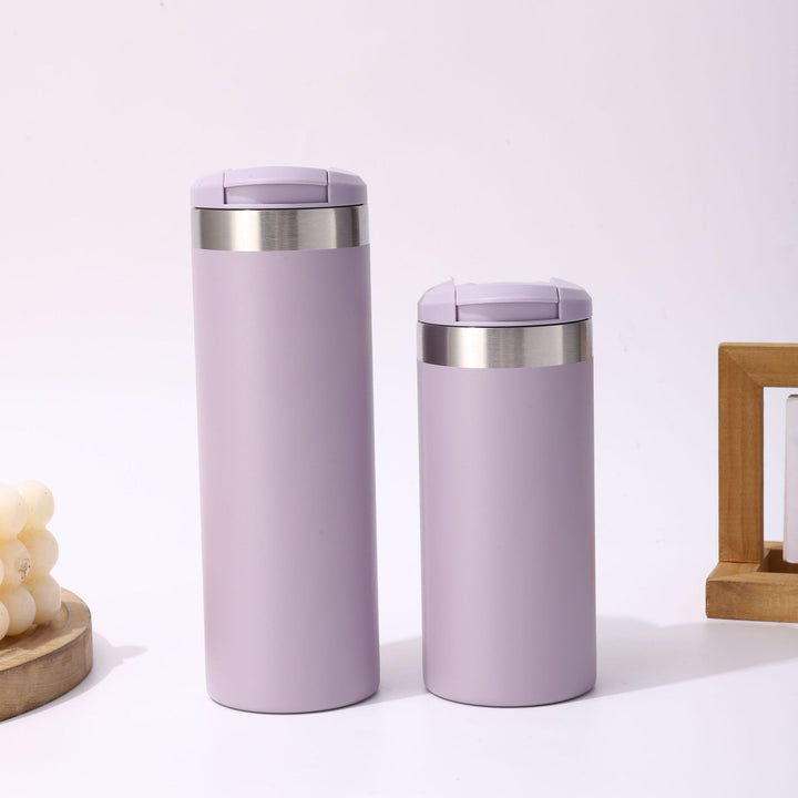 Insulated Stainless Steel Travel Tumbler With Flip Lid And Vacuum Double Wall