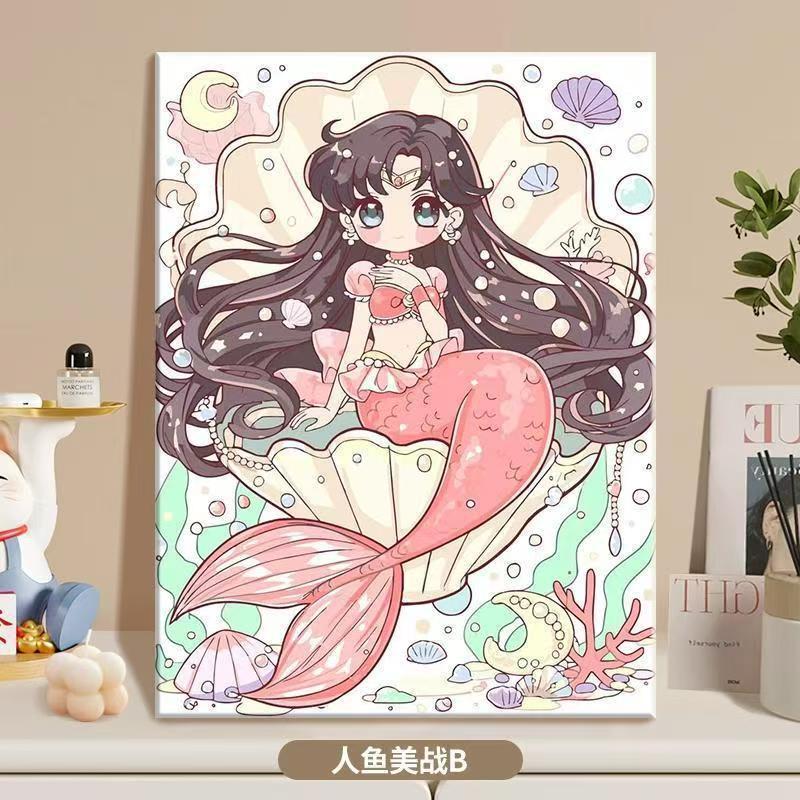 Anime-Inspired Mermaid Illustration Canvas Art Bowlift