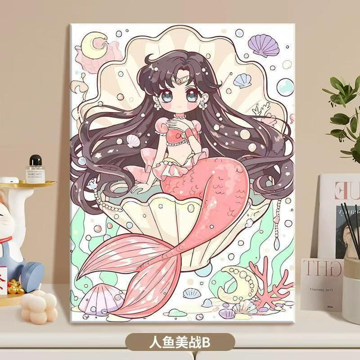 Anime-Inspired Mermaid Illustration Canvas Art Bowlift