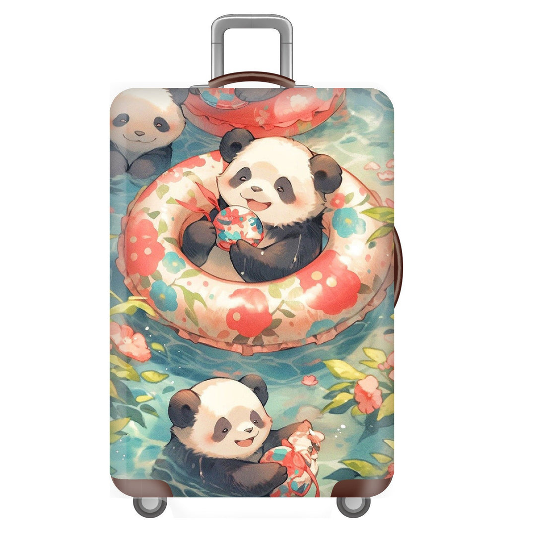 Unisex non-elastic suitcase cover for hard shell trolley with cute panda design, stretch protective cover with handle and wheel openings Bowlift