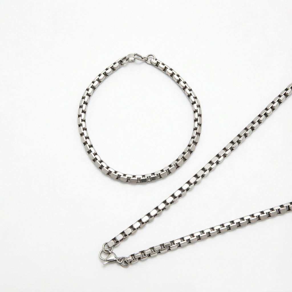 Stainless Steel Chain Necklace and Bracelet Set Bowlift