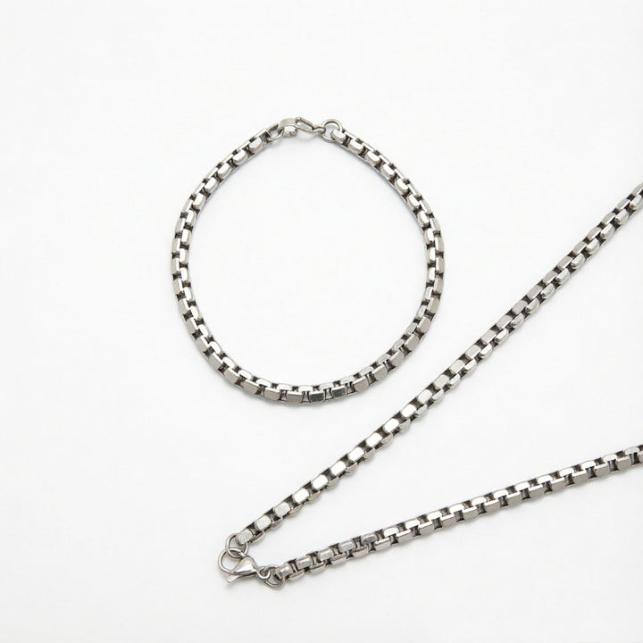 Stainless Steel Chain Necklace and Bracelet Set Bowlift