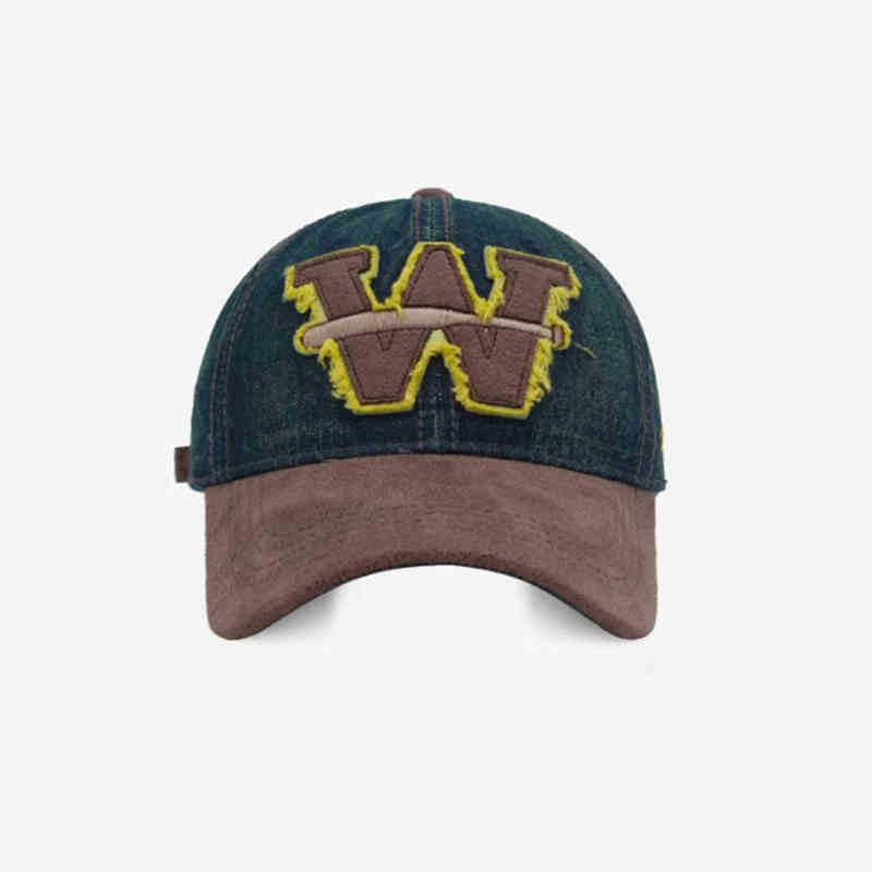 Men's Distressed Denim Baseball Cap Bowlift