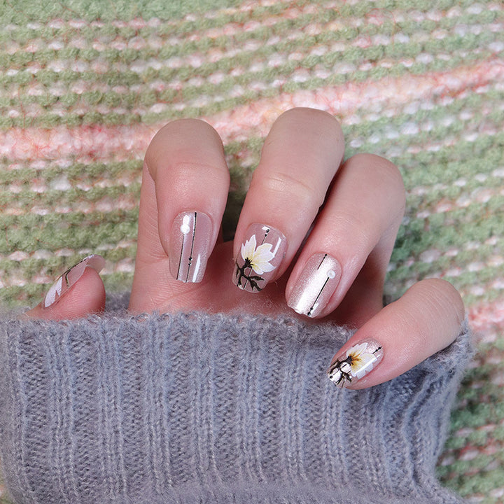 Artistic Floral Acrylic Nail Art Extensions Bowlift