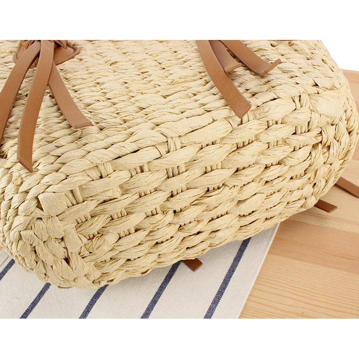 Braided Bast Bag with Leather Straps Bowlift