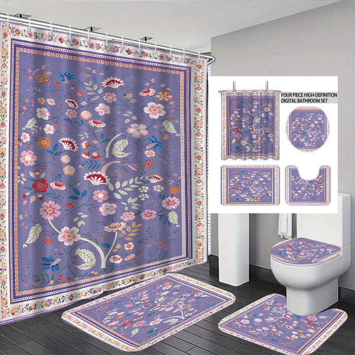 Digital Floral Print Bathroom Set Bowlift