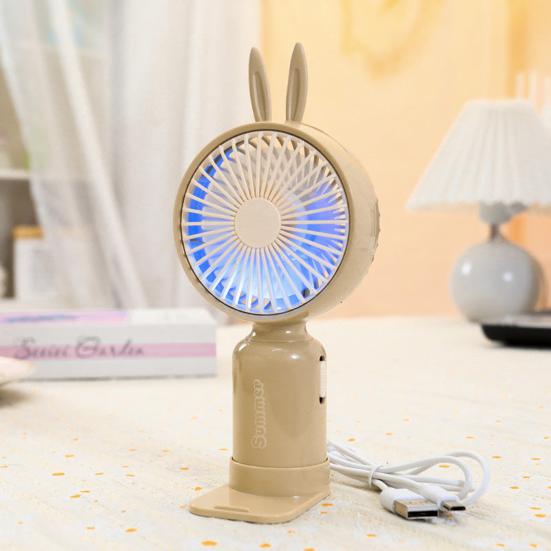 Ladies portable USB mini fan with LED night light folding stand and cute design Bowlift