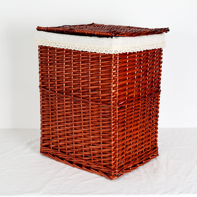Women's laundry basket with decorative fabric cover and practical lid Bowlift