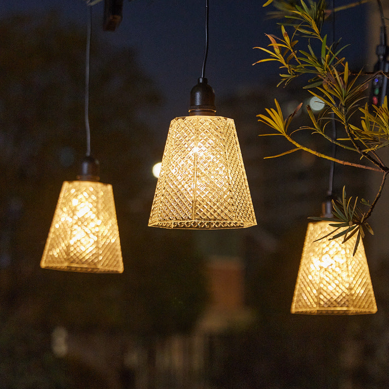 Crystal-Pattern Solar Pendant Light USB Rechargeable LED Bowlift