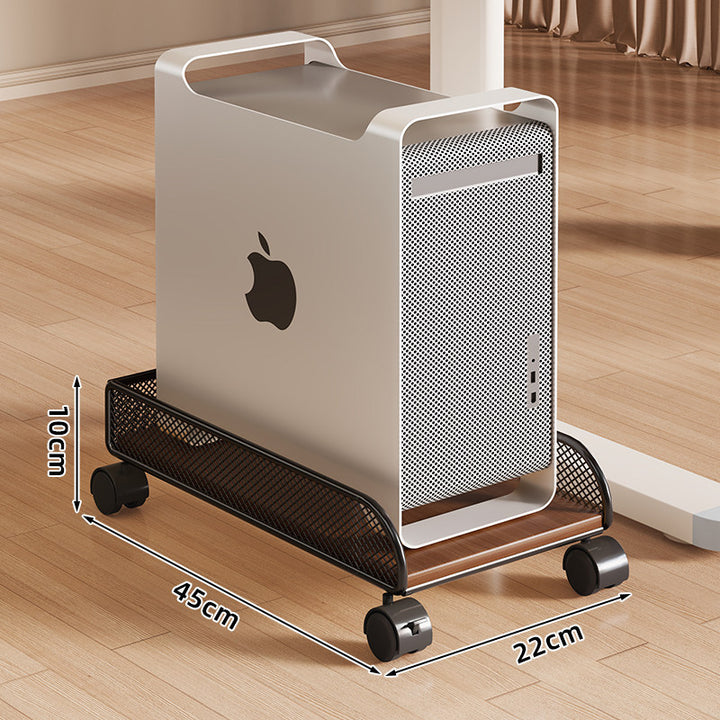 Desktop CPU Tower Rolling Stand with Mesh Side Guards and Locking Casters