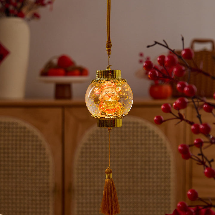 Nostalgic Christmas lantern with festive Santa Bowlift