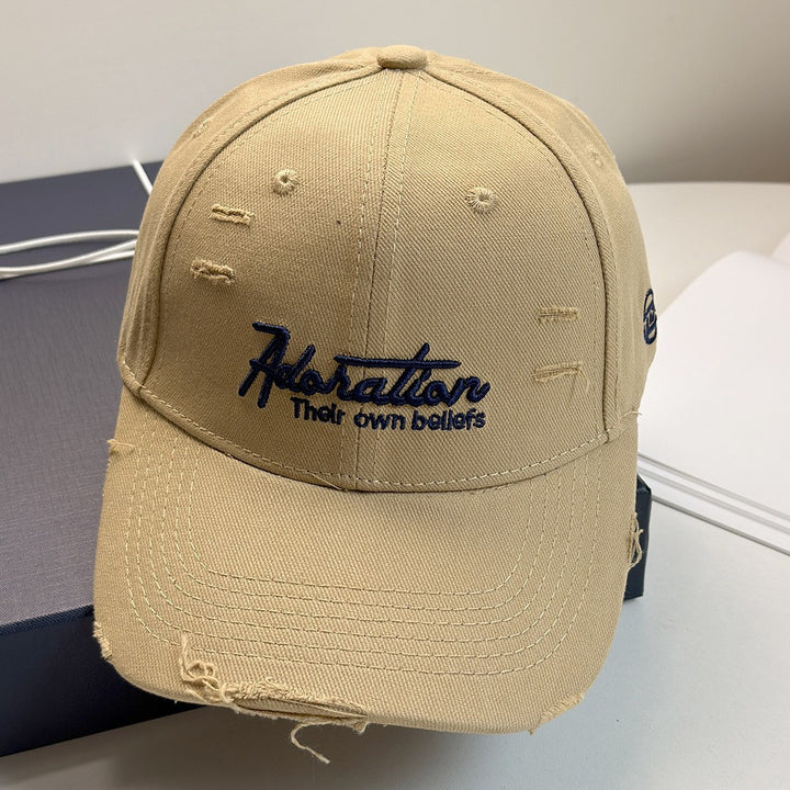 Women's Distressed Embroidered Baseball Cap Bowlift